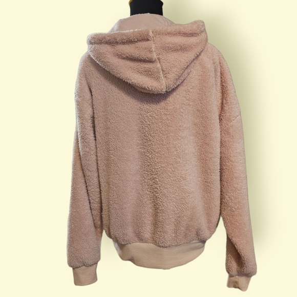 MRA Sport Pink Fleece Teddy Hooded Jacket Size Large - Picture 2 of 6